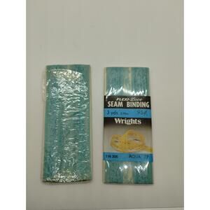 2 Wrights Seam Binding Flexi-Lace 3 Yds 116 305 - Aqua 77 - Sewing Vintage 1986